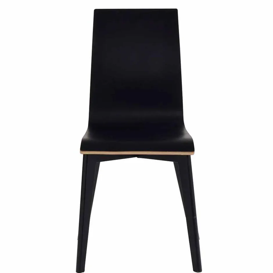 Schwarzer Holzstuhl mit Eiche - Join (2er Set)^Wohnen