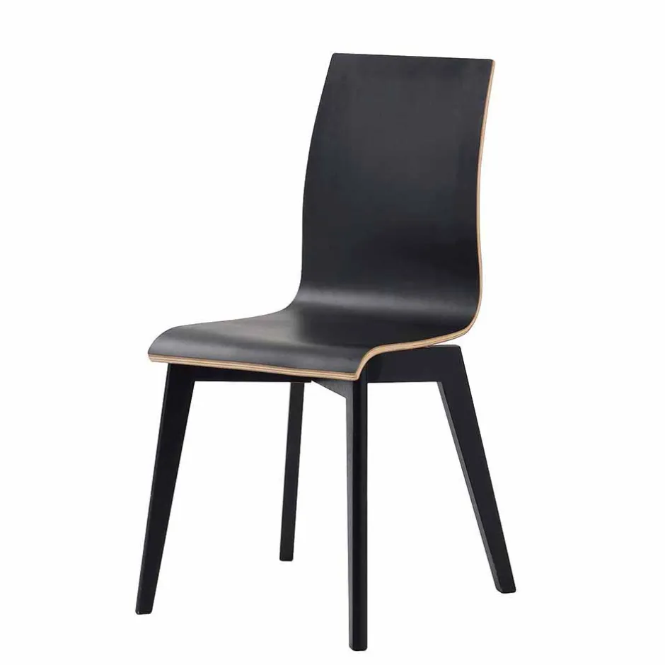 Schwarzer Holzstuhl mit Eiche - Join (2er Set)^Wohnen