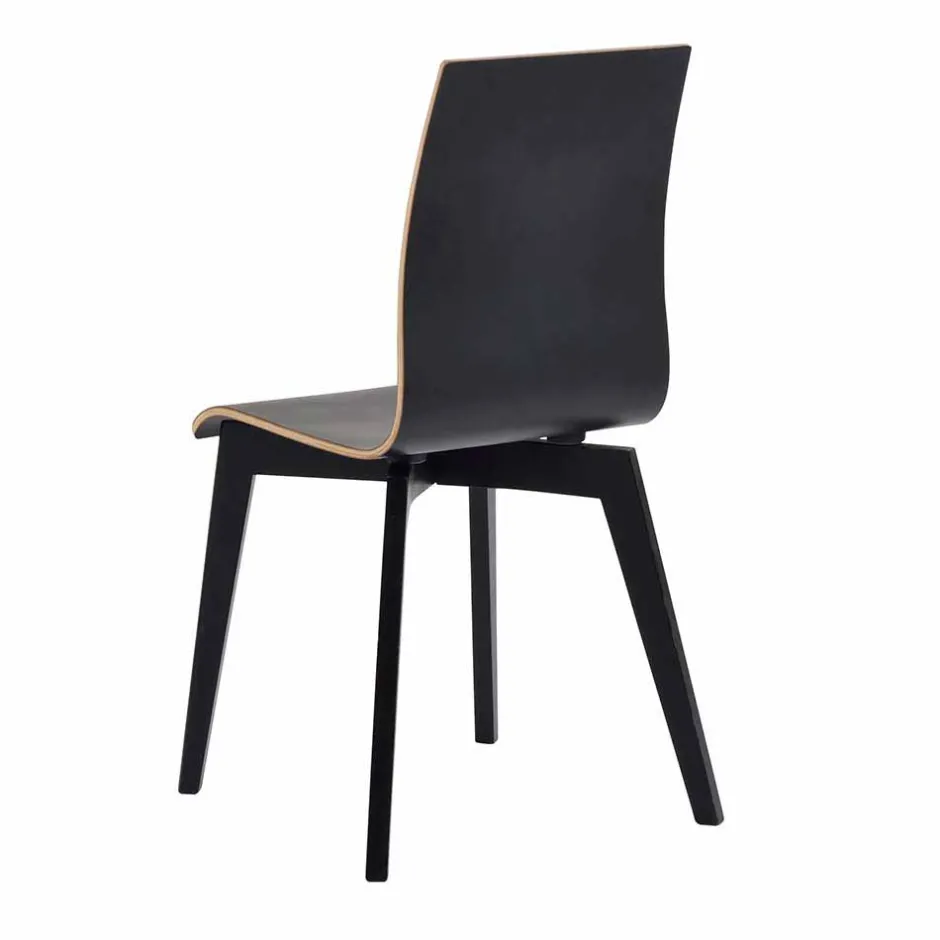 Schwarzer Holzstuhl mit Eiche - Join (2er Set)^Wohnen