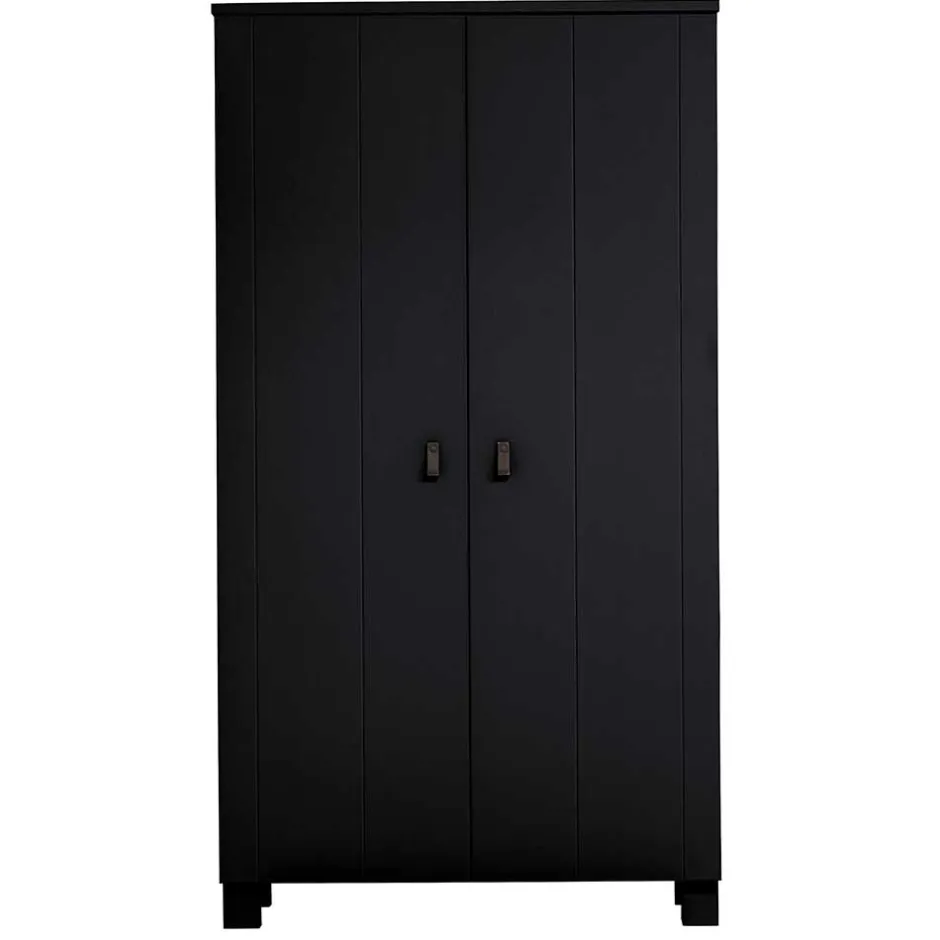 Schwarzer Kleiderschrank aus Massivholz - Florida^Wohnen New