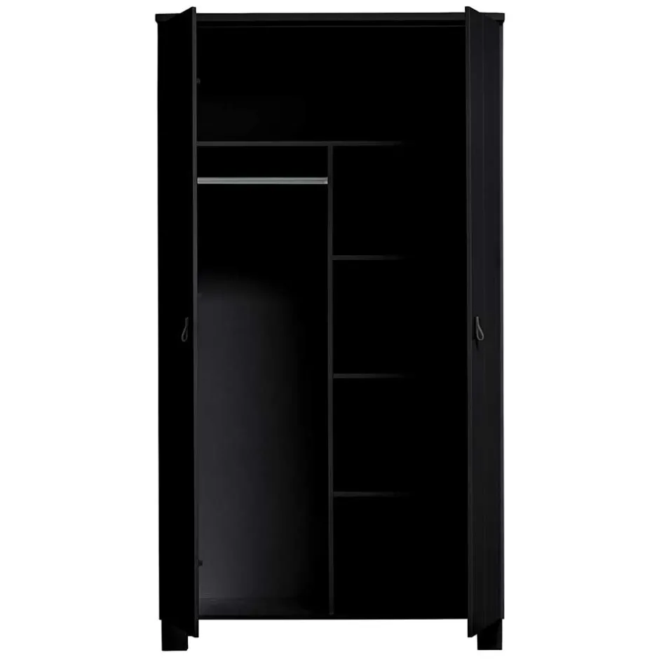 Schwarzer Kleiderschrank aus Massivholz - Florida^Wohnen New