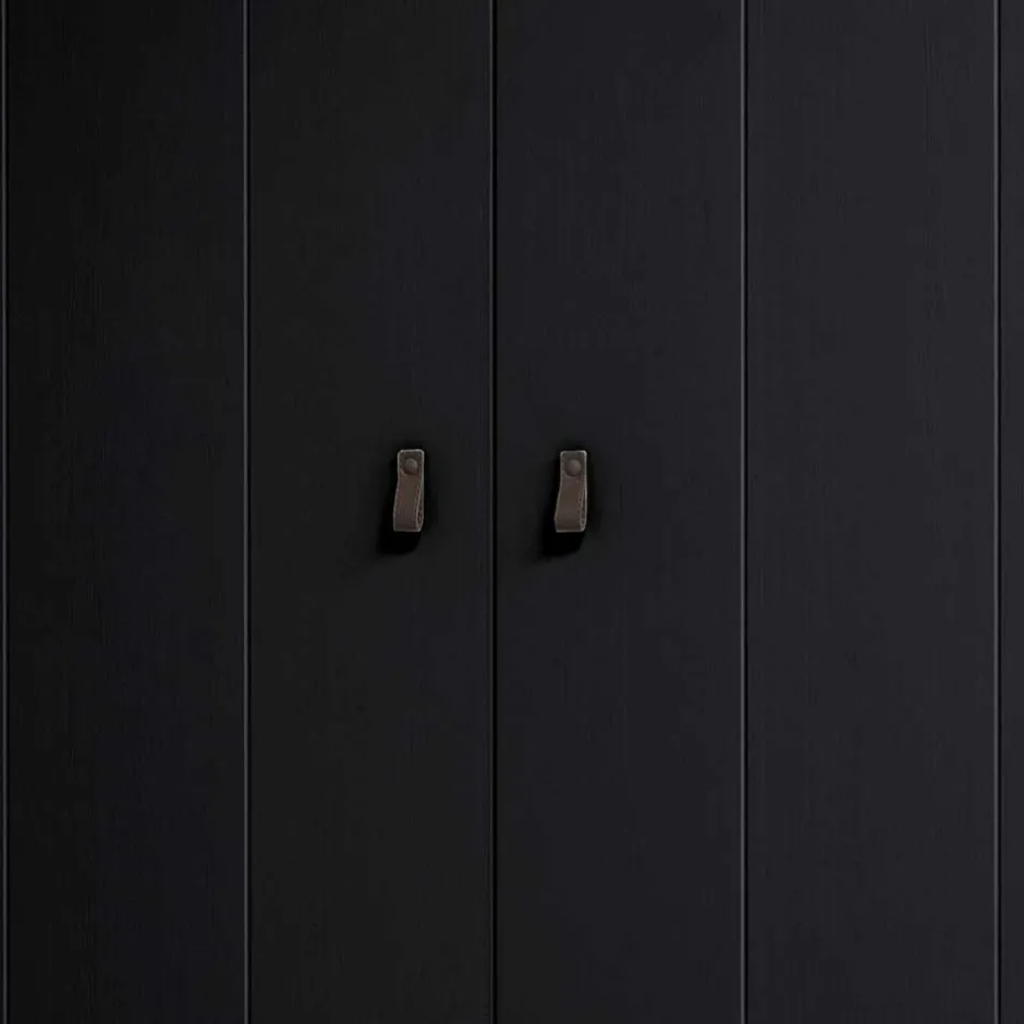 Schwarzer Kleiderschrank aus Massivholz - Florida^Wohnen New