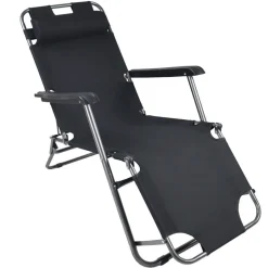 Schwarzer Liegestuhl klappbar - Conceppa^Wohnen Outlet