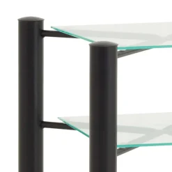 Wohnen Schwarzer Metall Nachttisch Frisata mit zwei Glasplatten