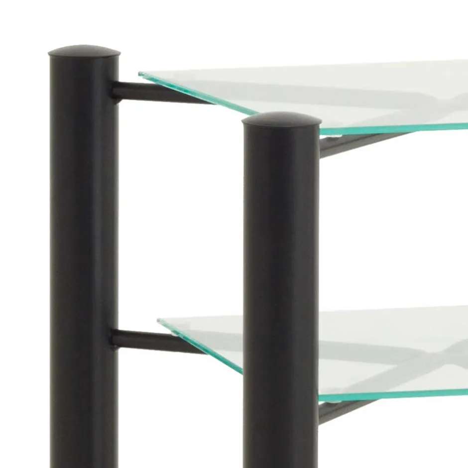 Wohnen Schwarzer Metall Nachttisch Frisata mit zwei Glasplatten