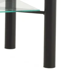 Wohnen Schwarzer Metall Nachttisch Frisata mit zwei Glasplatten