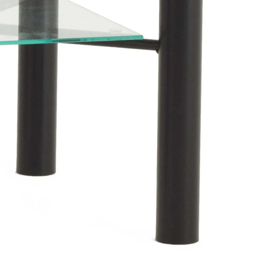 Wohnen Schwarzer Metall Nachttisch Frisata mit zwei Glasplatten