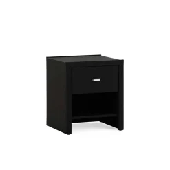 Schwarzer Nachttisch Magross mit Webstoff Bezug^Wohnen