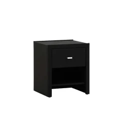 Schwarzer Nachttisch Magross mit Webstoff Bezug^Wohnen