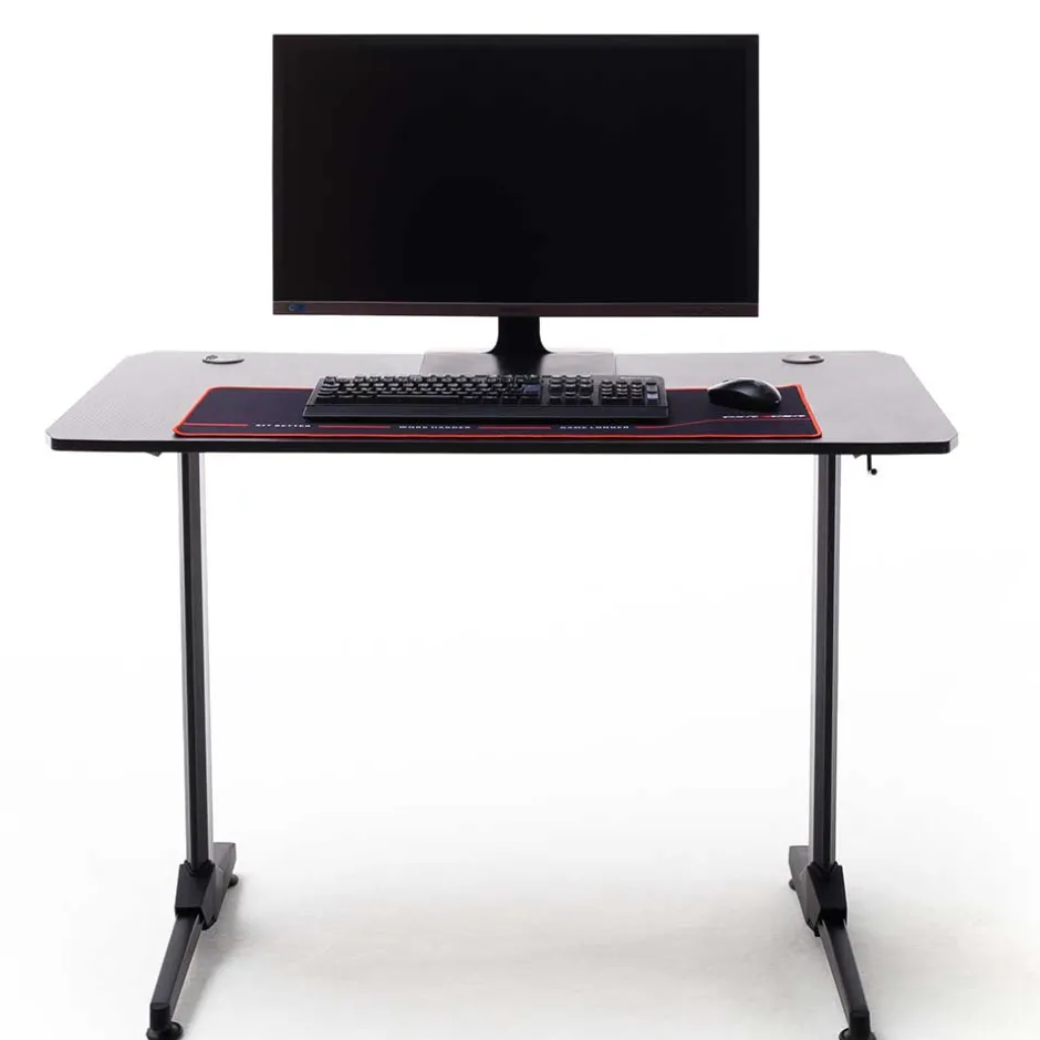 Schwarzer PC Schreibtisch mit Kabeldurchlass - Limon^Wohnen New