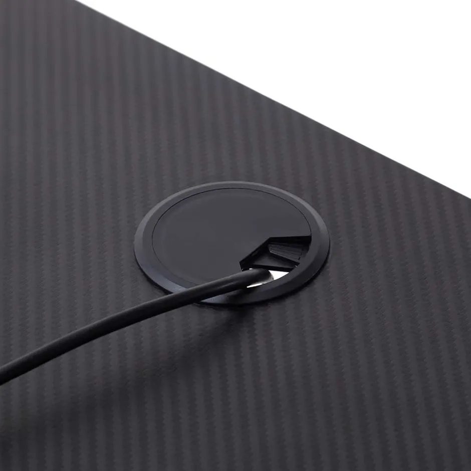 Schwarzer PC Schreibtisch mit Kabeldurchlass - Limon^Wohnen New