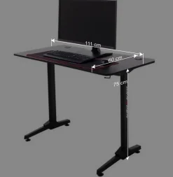 Schwarzer PC Schreibtisch mit Kabeldurchlass - Limon^Wohnen New