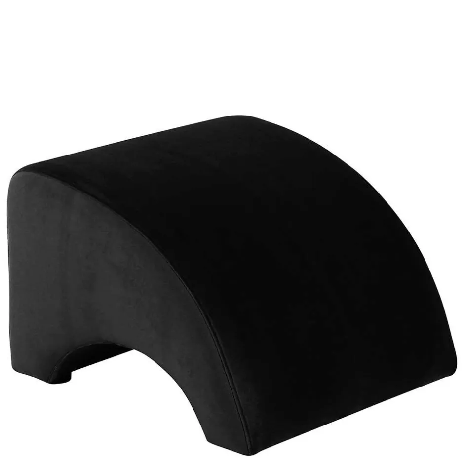 Schwarzer Polsterhocker aus Samtvelours - Leverias^Wohnen Sale