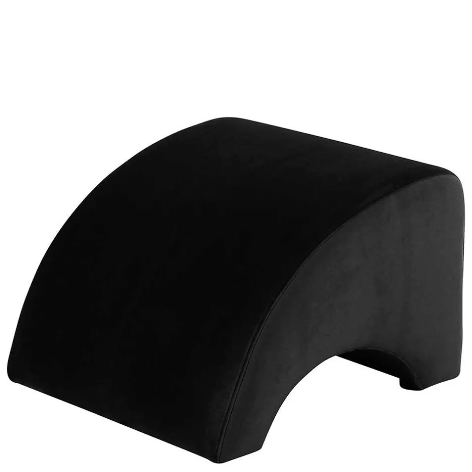 Schwarzer Polsterhocker aus Samtvelours - Leverias^Wohnen Sale