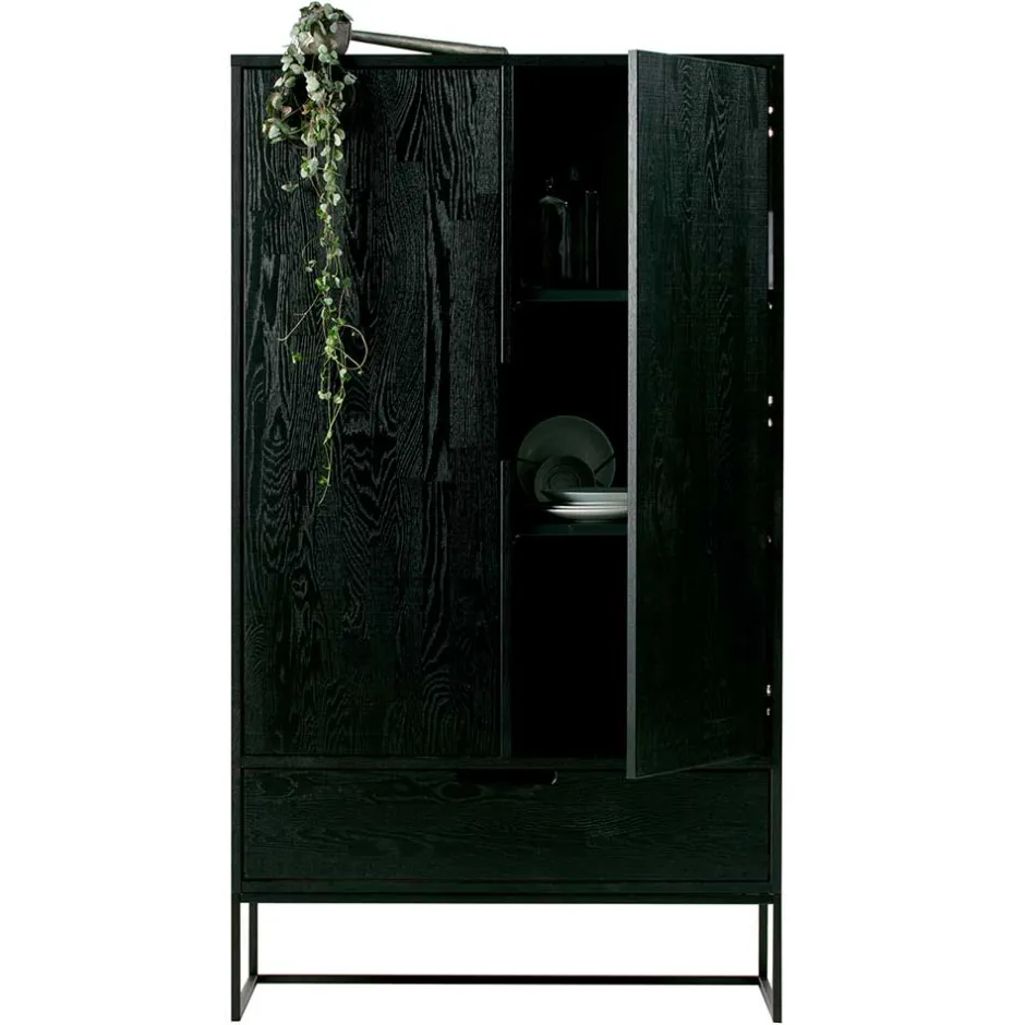Wohnen Schwarzer Schrank aus Holz & Metall - Almery