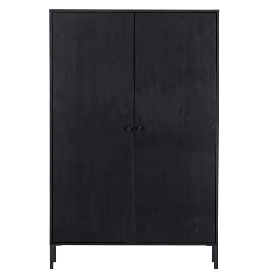 Wohnen Schwarzer Schrank mit Doppeltür - 100x155x40 - Burgossi