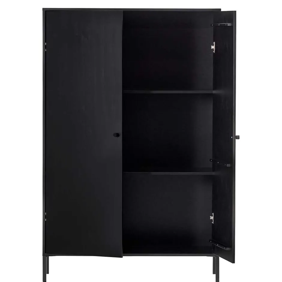 Wohnen Schwarzer Schrank mit Doppeltür - 100x155x40 - Burgossi