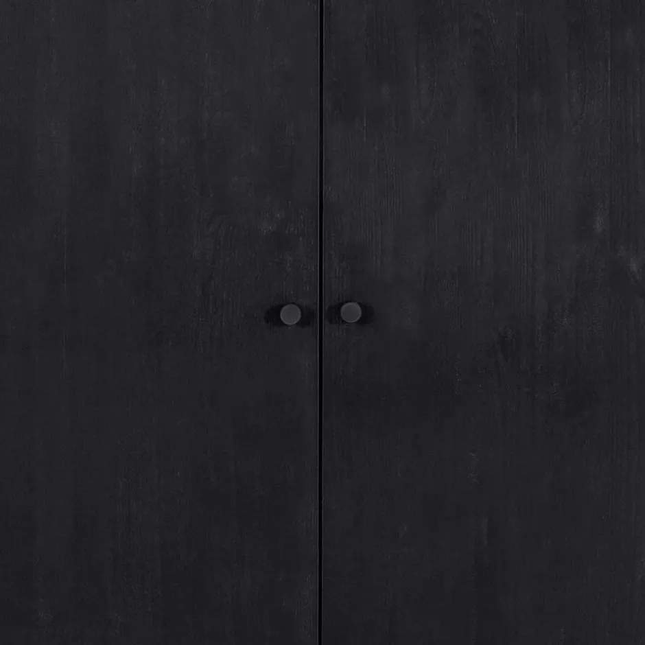 Wohnen Schwarzer Schrank mit Doppeltür - 100x155x40 - Burgossi