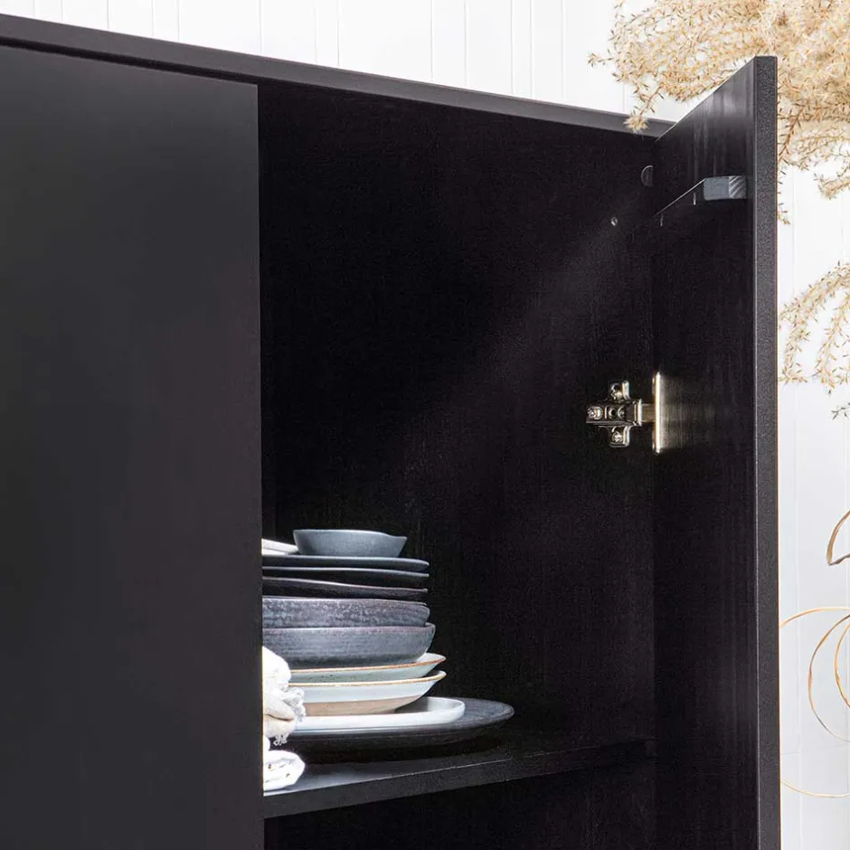 Wohnen Schwarzer Schrank mit Doppeltür - 100x155x40 - Burgossi