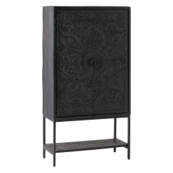 Schwarzer Schrank mit Schnitzereien - Namibe^Wohnen