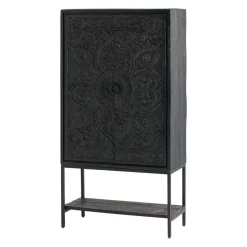 Schwarzer Schrank mit Schnitzereien - Namibe^Wohnen