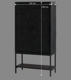 Schwarzer Schrank mit Schnitzereien - Namibe^Wohnen