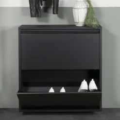 Wohnen Schwarzer Schuhschrank aus Stahl - Silo