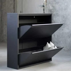 Wohnen Schwarzer Schuhschrank aus Stahl - Silo
