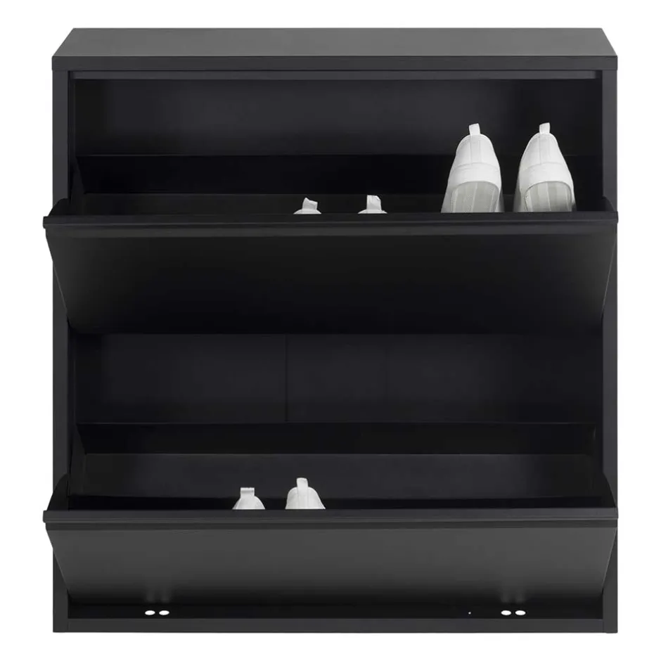 Wohnen Schwarzer Schuhschrank aus Stahl - Silo