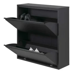 Wohnen Schwarzer Schuhschrank aus Stahl - Silo