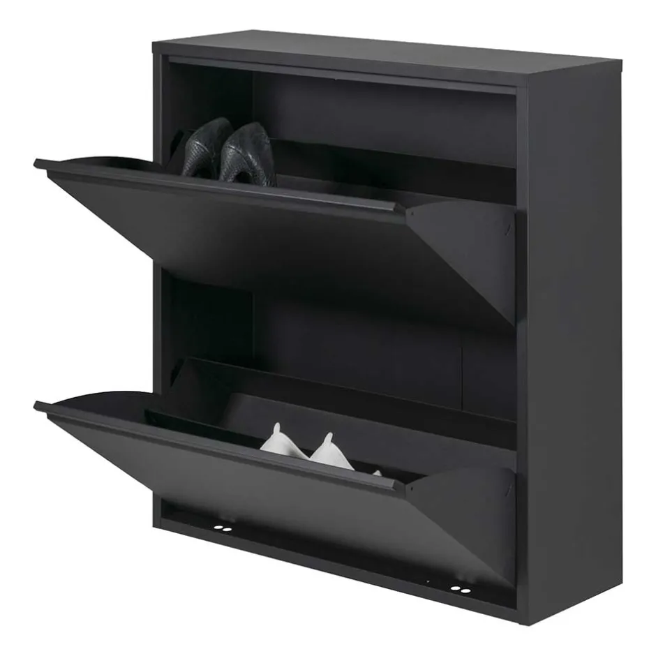 Wohnen Schwarzer Schuhschrank aus Stahl - Silo