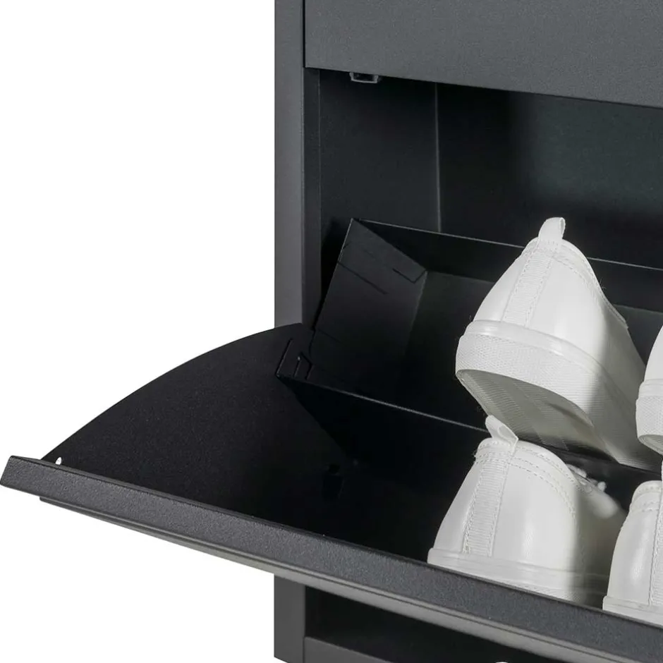 Wohnen Schwarzer Schuhschrank aus Stahl - Silo