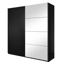 Wohnen Schwarzer Schwebetürenschrank mit Spiegel - Excellenta