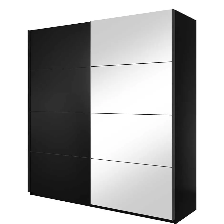 Wohnen Schwarzer Schwebetürenschrank mit Spiegel - Excellenta