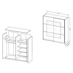 Wohnen Schwarzer Schwebetürenschrank mit Spiegel - Excellenta