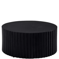 Schwarzer Sofatisch mit gerilltem Zylindergestell - Crocetta^Wohnen New