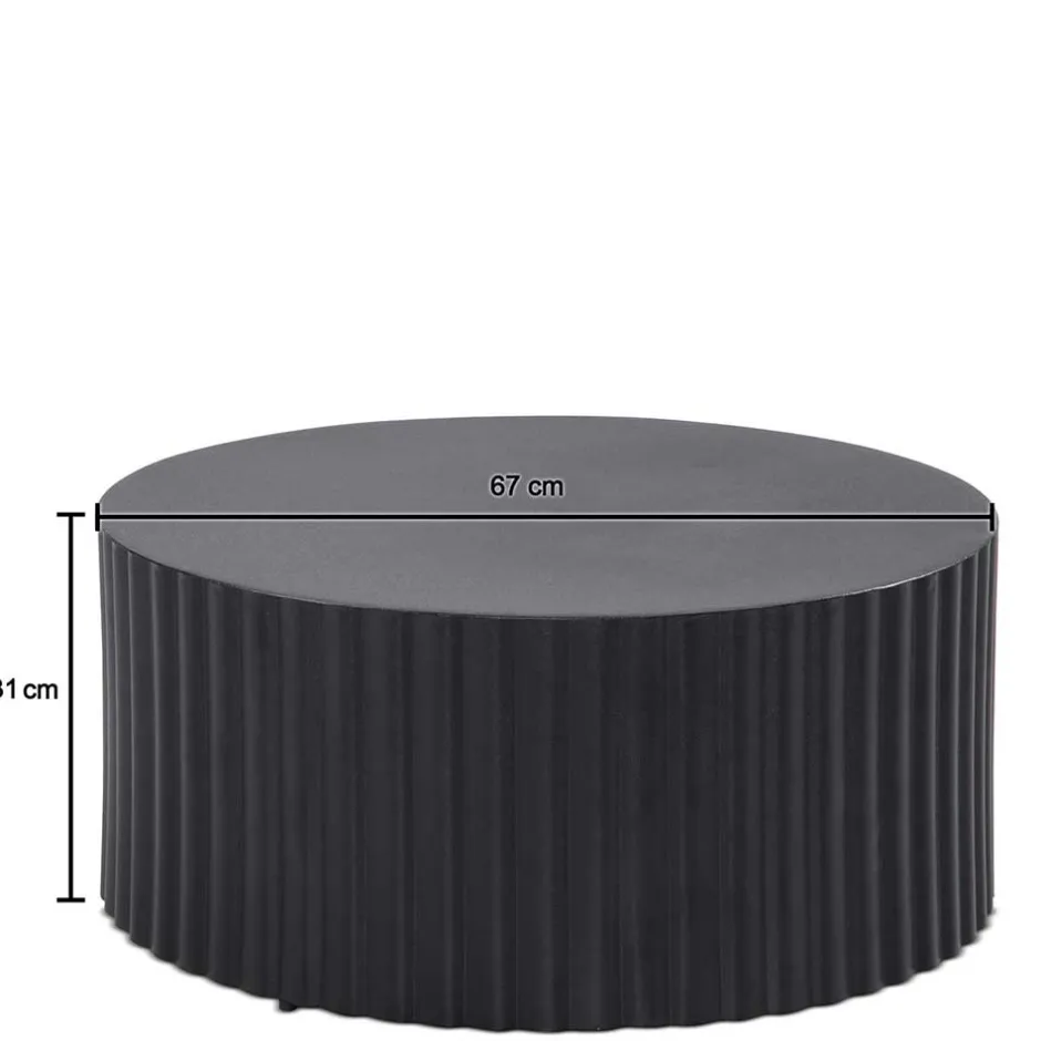 Schwarzer Sofatisch mit gerilltem Zylindergestell - Crocetta^Wohnen New