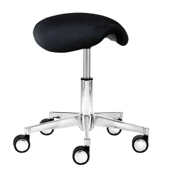 Wohnen Schwarzer Stoff Bürohocker mit Dreh-Rollen-Gestell - Calvin