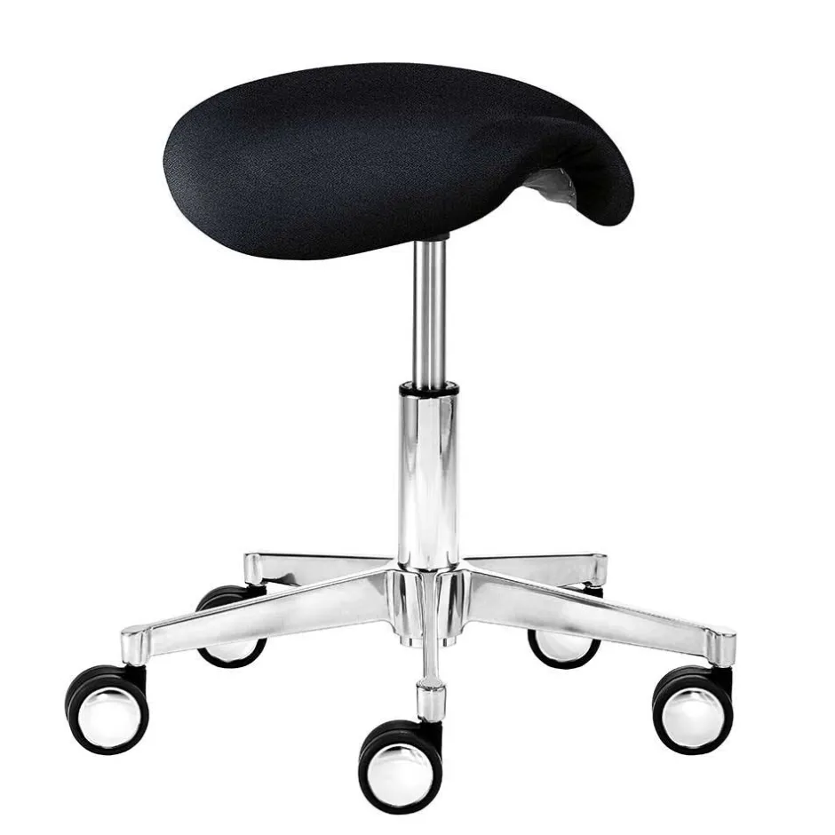 Wohnen Schwarzer Stoff Bürohocker mit Dreh-Rollen-Gestell - Calvin