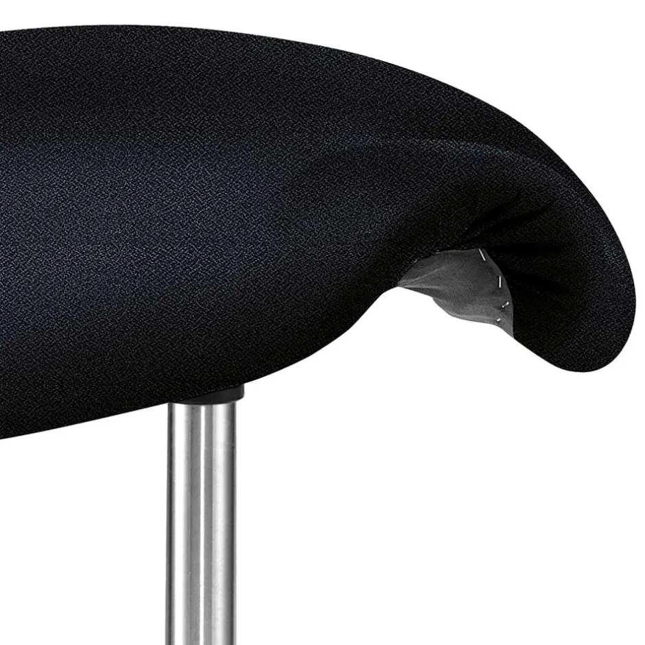 Wohnen Schwarzer Stoff Bürohocker mit Dreh-Rollen-Gestell - Calvin