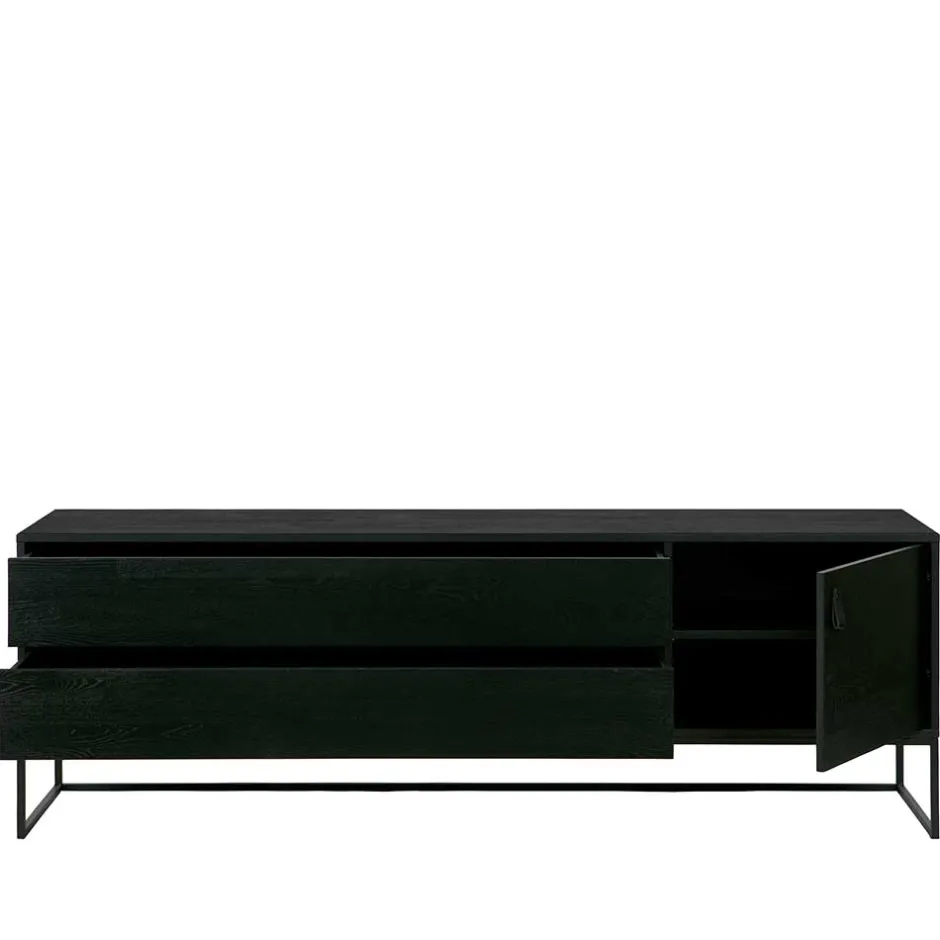 Schwarzer TV Unterschrank mit zwei Schubladen - Almery^Wohnen New