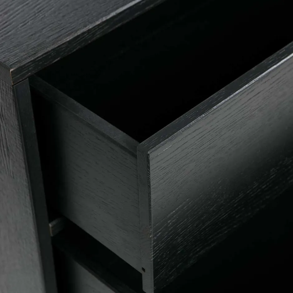 Schwarzer TV Unterschrank mit zwei Schubladen - Almery^Wohnen New