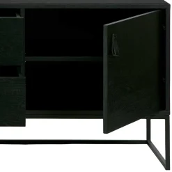 Schwarzer TV Unterschrank mit zwei Schubladen - Almery^Wohnen New