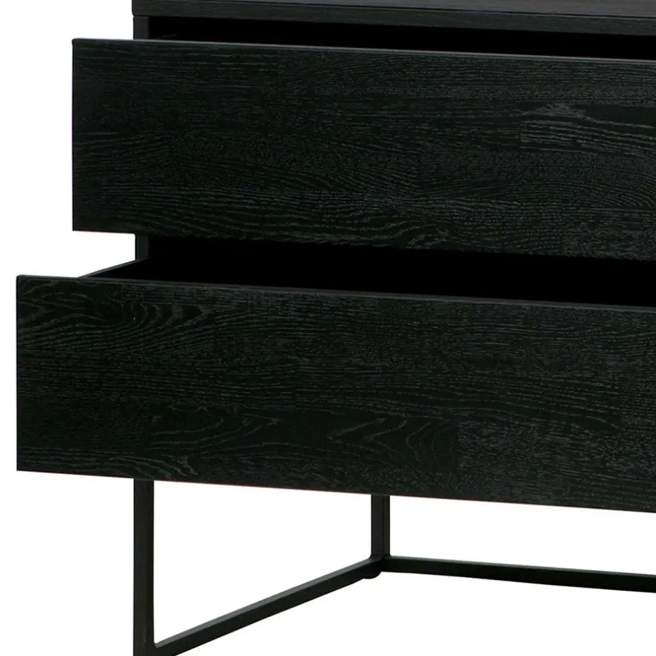 Schwarzer TV Unterschrank mit zwei Schubladen - Almery^Wohnen New