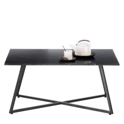 Schwarzer Wohnzimmer Sofatisch mit Marmorplatte - Anyala^Wohnen Online