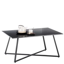 Schwarzer Wohnzimmer Sofatisch mit Marmorplatte - Anyala^Wohnen Online