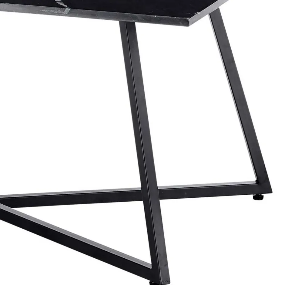 Schwarzer Wohnzimmer Sofatisch mit Marmorplatte - Anyala^Wohnen Online