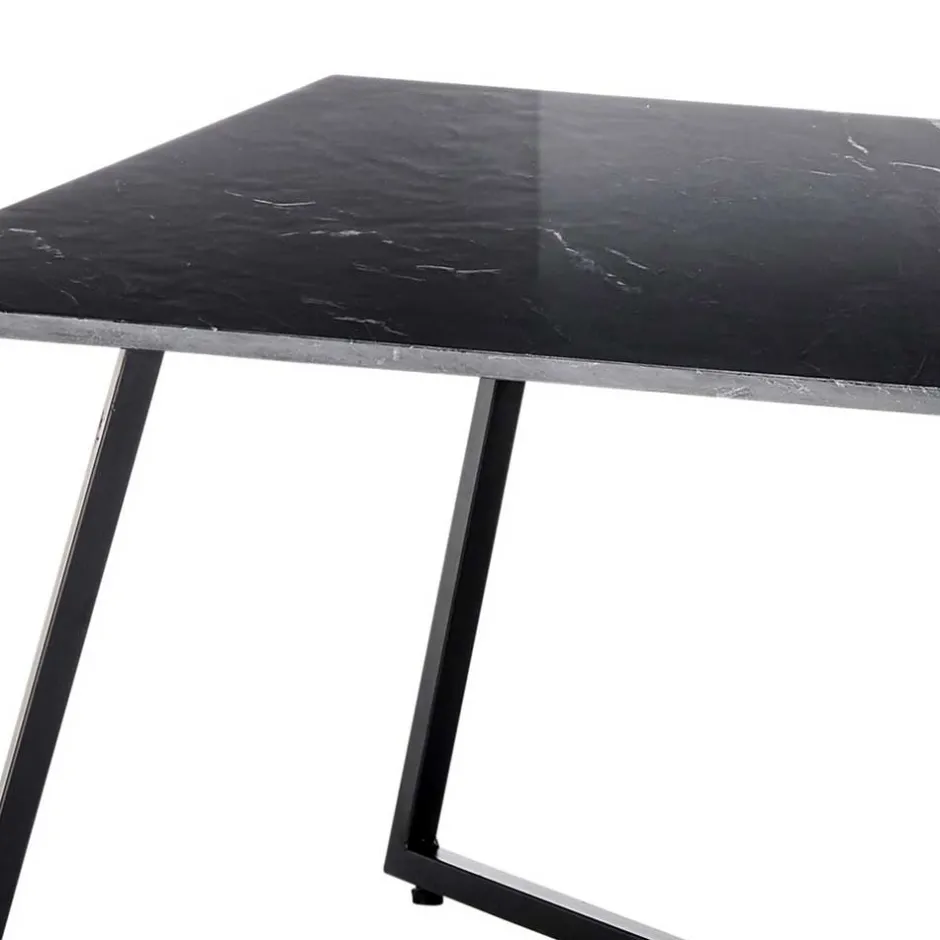 Schwarzer Wohnzimmer Sofatisch mit Marmorplatte - Anyala^Wohnen Online