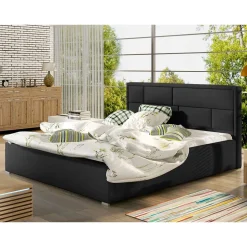 Wohnen Schwarzes Doppelbett mit Kunstlederbezug - Yemla