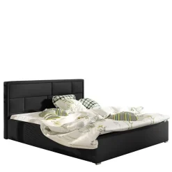 Wohnen Schwarzes Doppelbett mit Kunstlederbezug - Yemla
